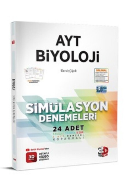 3D AYT BİYOLOJİ SİMULASYON DENEMELERİ 24 ADET - 3D YAYINLARI