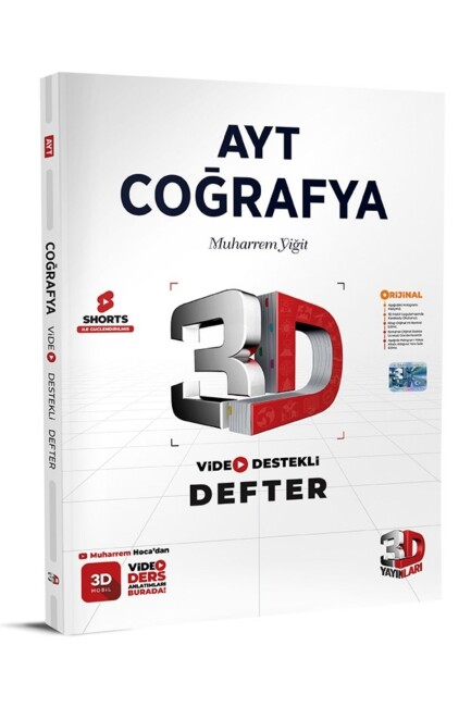 3D AYT COĞRAFYA VİDEO DESTEKLİ DEFTER - 3D YAYINLARI