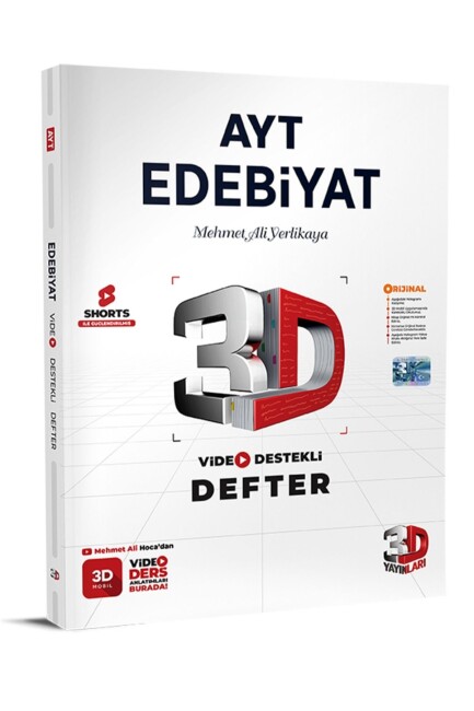 3D AYT EDEBİYAT VİDEO DESTEKLİ DEFTER - 3D YAYINLARI