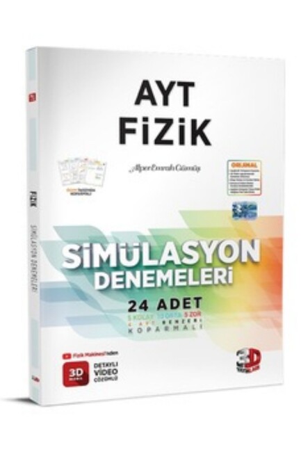 3D AYT FİZİK SİMULASYON DENEMELERİ 24 ADET - 3D YAYINLARI