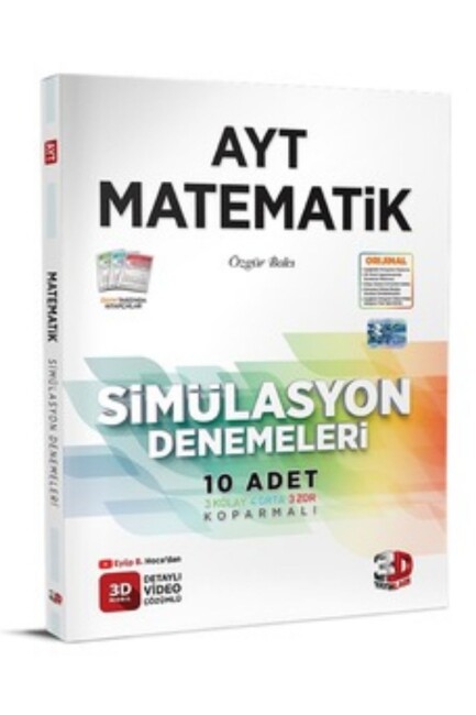 3D AYT MATEMATİK SİMÜLASYON DENEMELERİ 10 ADET - ÇÖZÜM YAYINLARI