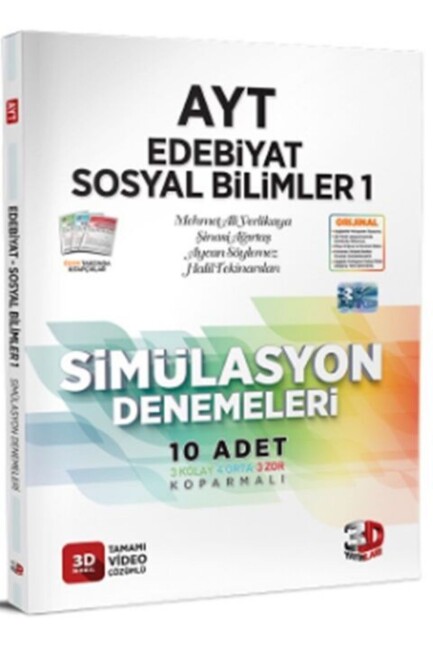 3D AYT SİMÜLASYON EDEBİYAT-TARİH-COĞRAFYA DENEMELERİ - 3D YAYINLARI