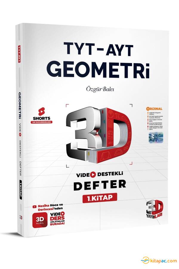 3D TYT-AYT GEOMETRİ 1.KİTAP VİDEO DESTEKLİ DEFTER - 1
