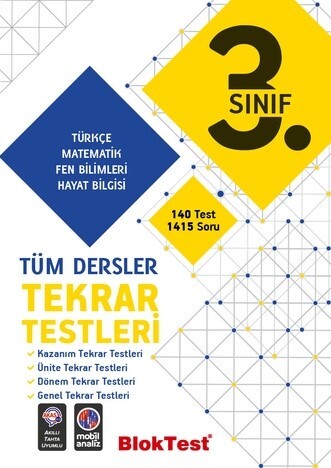 3.Sınıf BLOKTEST TÜM DERSLER Tekrar Testleri - TUDEM EĞİTİM YAYINLARI