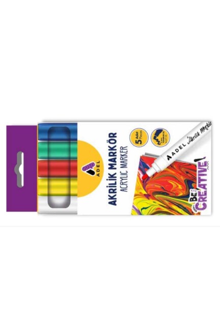 ADEL AKRİLİK KALEM MARKÖR SETİ KLASİK 5 RENK - ADEL