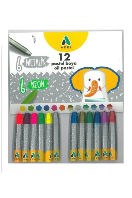 ADEL METALİK FOSFORLU PASTEL BOYA 12 li - ADEL