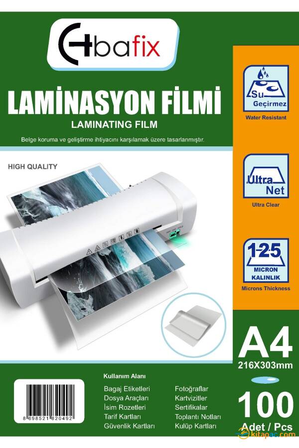 BAFİX A4 LAMİNASYON FİLMİ 125 MİKRON - 1