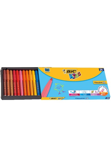 BİC VİSA JUMBO YIKANABİLİR KEÇELİ BOYA KALEMİ 24 RENK - BİC