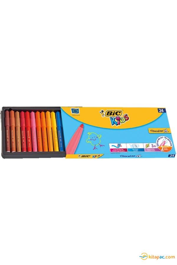 BİC VİSA JUMBO YIKANABİLİR KEÇELİ BOYA KALEMİ 24 RENK - 1
