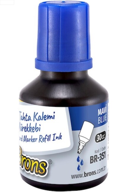 BRONS 30ml. BEYAZ TAHTA MÜREKKEBİ Mavi - BRONS