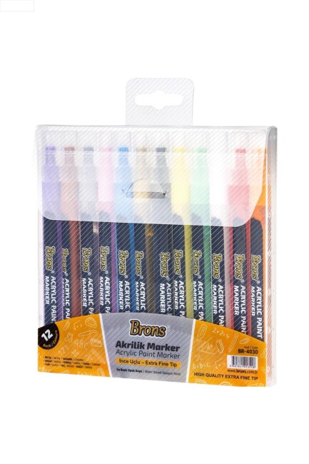 BRONS AKRİLİK MARKÖR BOYA KALEM 12 RENK - NOVA COLOR