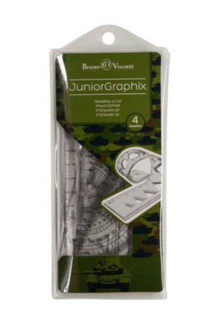 BRUNO VİSCONTİ JUNİOR GRAPHİX CETVEL SETİ İletki Gönye Açı Ölçer Cetvel - BRUNO VİSCONTİ