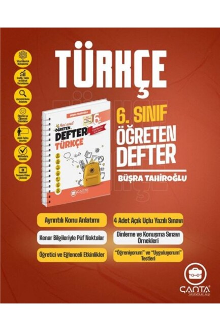 ÇANTA 6.Sınıf TÜRKÇE OKULA YARDIMCI ÖĞRETEN DEFTER - ÇANTA YAYINLARI