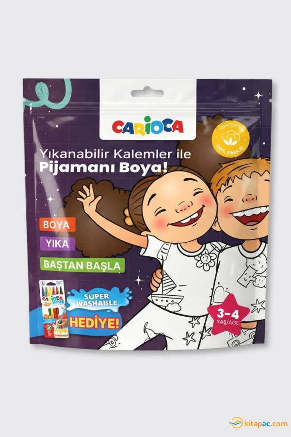 CARİOCA BOYANABİLİR PİJAMA-KEÇELİ 3-4 YAŞ KALEM HEDİYELİ - 1