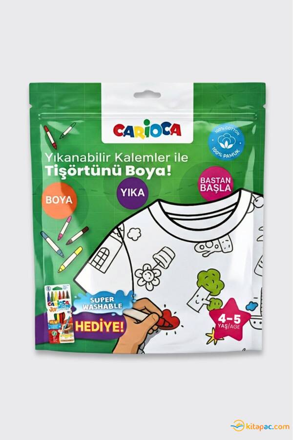 CARİOCA BOYANABİLİR TİŞÖRT-KEÇELİ 4-5 YAŞ KALEM HEDİYELİ - 1