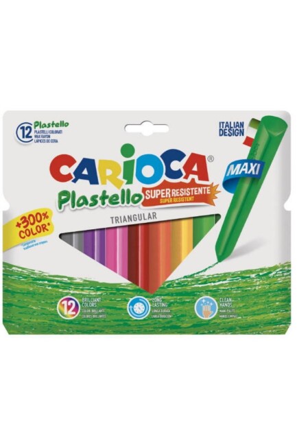 CARİOCA JUMBO ÜÇGEN ELLERİ KİRLETMEYEN YIKANABİLİR PASTEL BOYA KALEMİ 12 li - CARİOCA