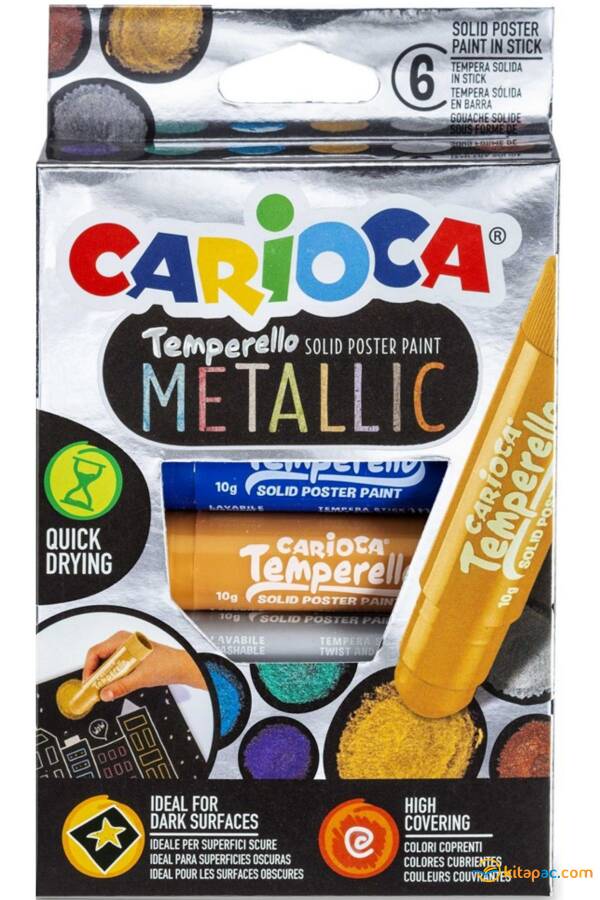 CARİOCA METALİK TEMPERELLO TEMPERA STİCK POSTER BOYAMA 6 RENK - 1