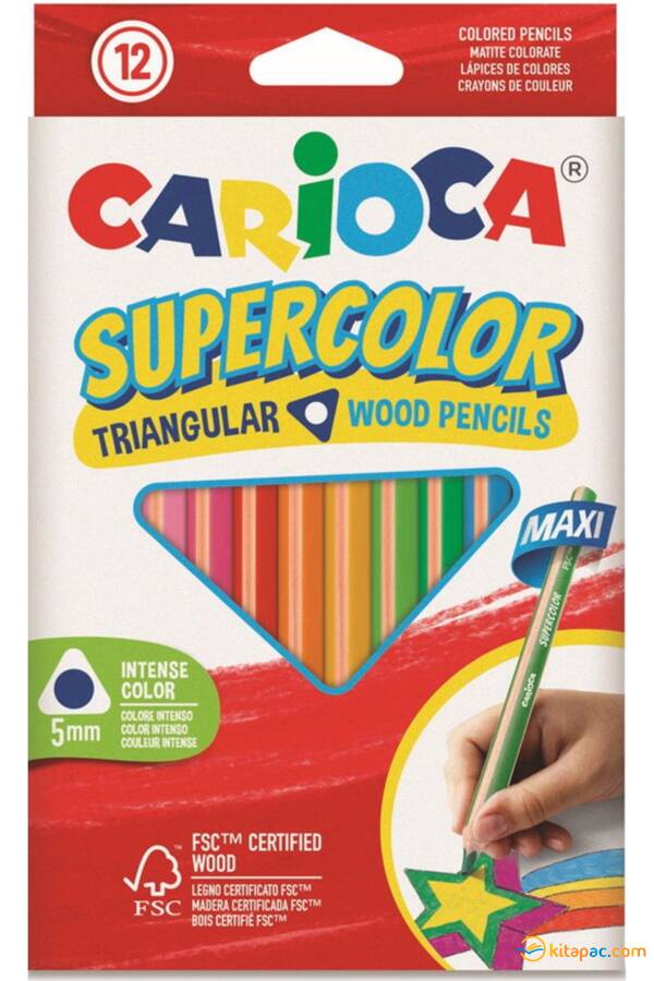 CARİOCA SUPER COLOR MAXİ JUMBO ÜÇGEN KURU BOYA KALEMİ 12 RENK - 1