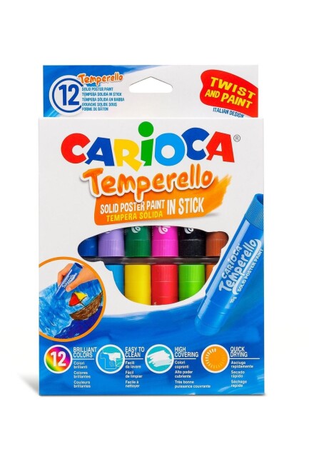 CARİOCA TEMPERELLO TEMPERA STİCK POSTER BOYAMA 12 RENK - CARİOCA