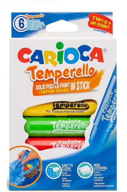 CARİOCA TEMPERELLO TEMPERA STİCK POSTER BOYAMA 6 RENK - CARİOCA