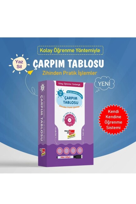DİKKAT ATÖLYESİ KOLAY ÖĞRENME YÖNTEMİYLE ÇARPIM TABLOSU YAZ SİL - DİKKAT ATÖLYESİ YAYINLARI
