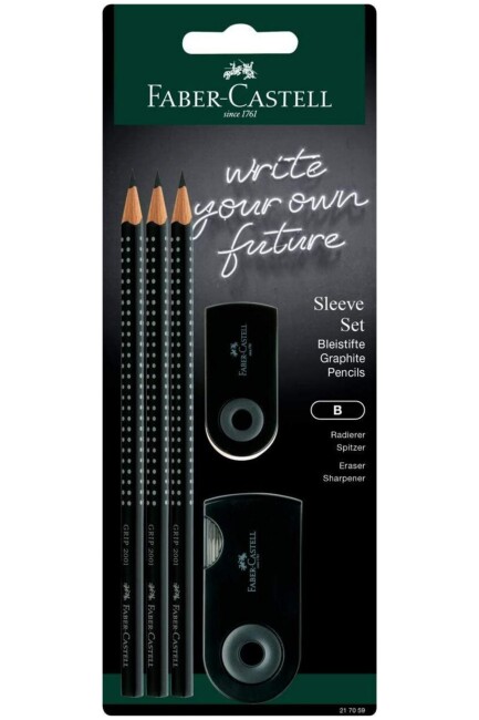 FABER CASTELL 3 KALEM SİLGİ KALEMTIRAŞ OKUL OFİS SETİ - FABER-CASTELL