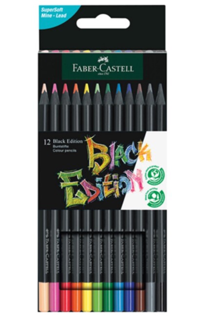 FABER CASTELL BLACK EDİTİON KURU BOYA KALEMİ 12 RENK - FABER-CASTELL