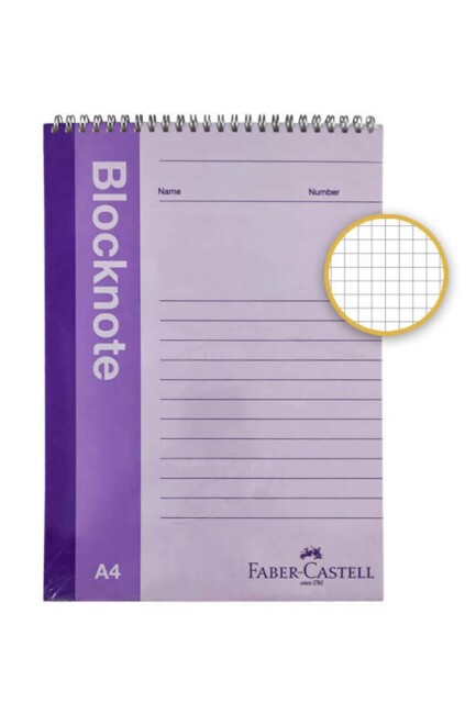 FABER CASTELL BLOKNOT 80 yp SPİRALLİ CANLI RENKLER A4 Kareli - FABER-CASTELL