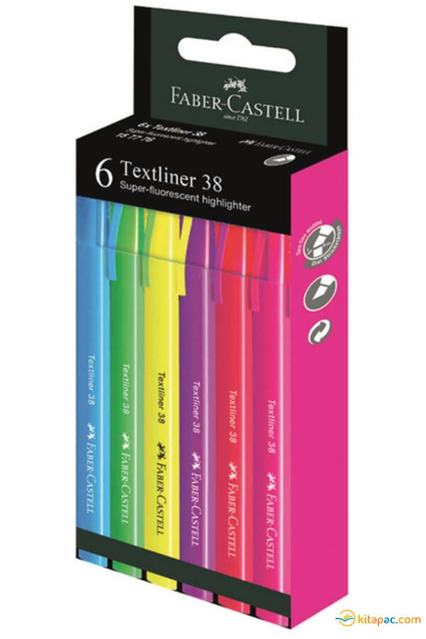 FABER CASTELL FOSFORLU KALEM 38 NEON 2022 6 lı - 1