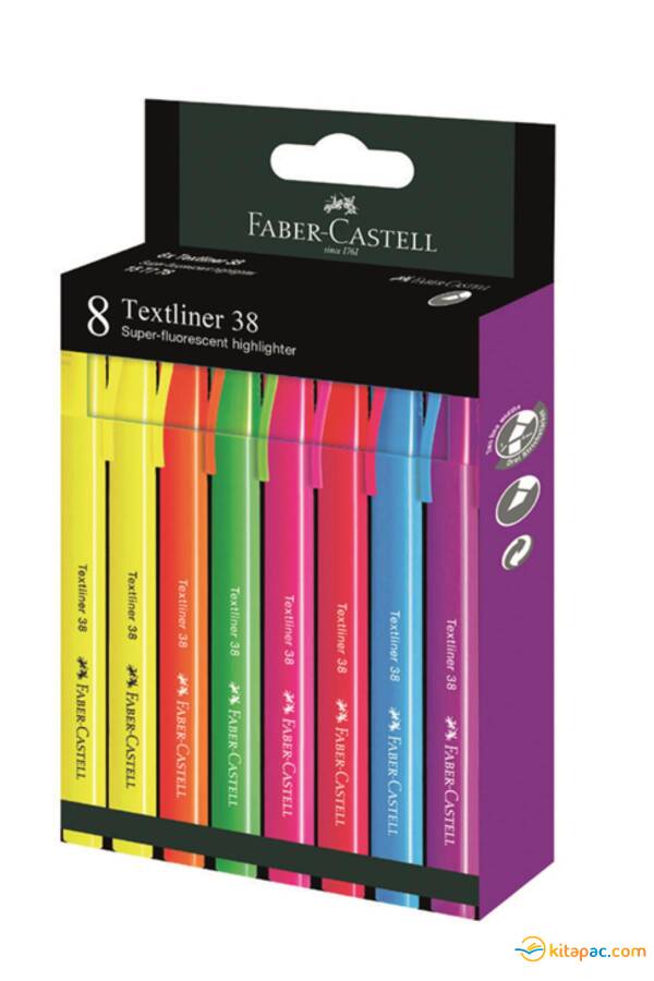 FABER CASTELL FOSFORLU KALEM 38 NEON 8 li SET - 1