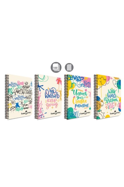 FABER CASTELL GRAFİTİ PP KAPAK SPRALLİ DEFTER 100 YP Kareli - FABER-CASTELL