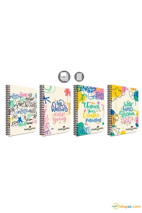 FABER CASTELL GRAFİTİ PP KAPAK SPRALLİ DEFTER 100 YP Kareli - 1