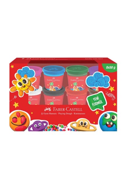 FABER CASTELL OYUN HAMURU 8 Renk 50 gr KLASİK RENKLER - FABER-CASTELL