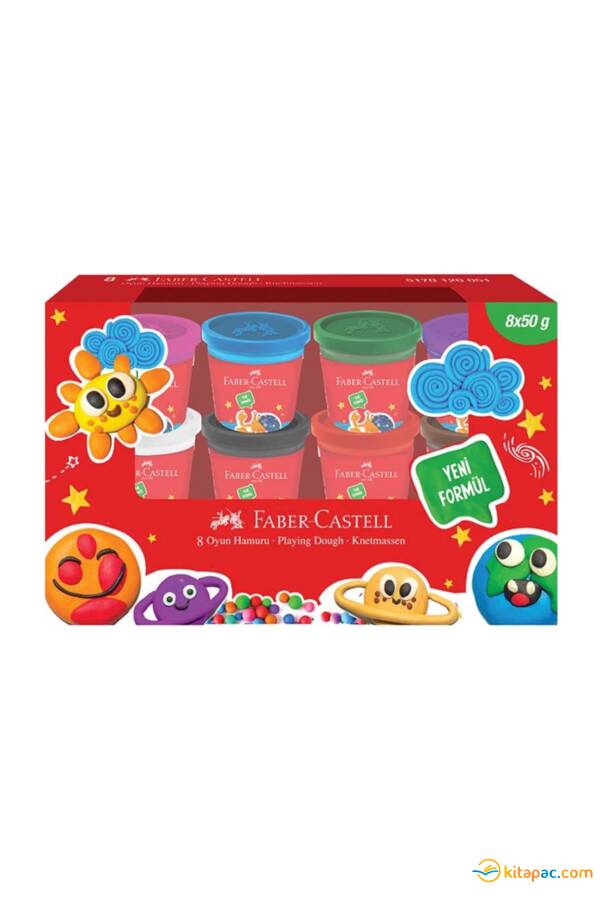 FABER CASTELL OYUN HAMURU 8 Renk 50 gr KLASİK RENKLER - 1