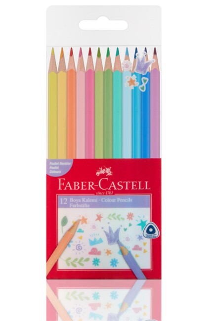 FABER CASTELL PASTEL RENKLER ÜÇGEN 12 li KURUBOYA KALEMİ - FABER-CASTELL