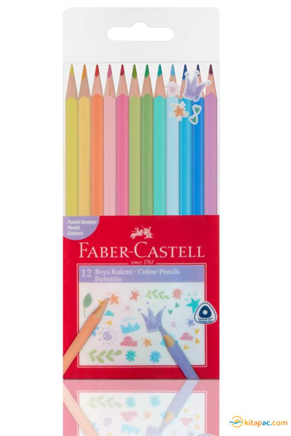 FABER CASTELL PASTEL RENKLER ÜÇGEN 12 li KURUBOYA KALEMİ - 1