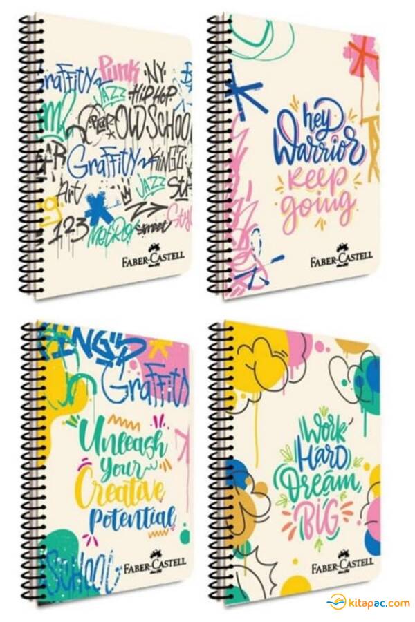 FABER-CASTELL PP KAPAK GRAFİTİ SPİRALLİ DEFTER 80 yp Çizgili - 1
