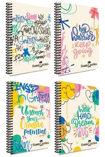 FABER-CASTELL PP KAPAK GRAFİTİ SPİRALLİ DEFTER 80 yp Kareli - FABER-CASTELL