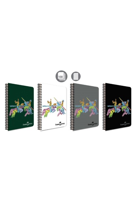 FABER-CASTELL PP KAPAK KNIGHTS SPİRALLİ DEFTER 100 yp Çizgili - FABER-CASTELL