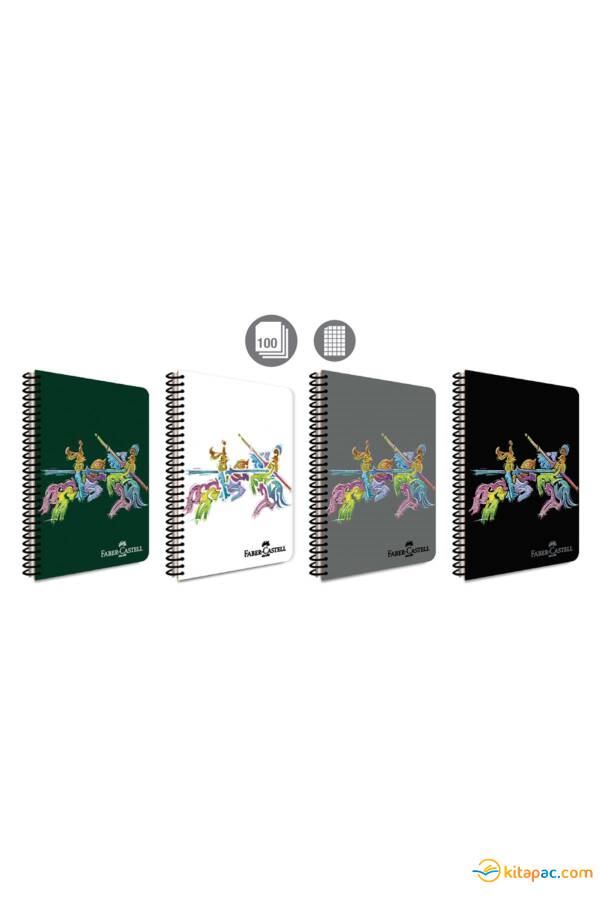 FABER-CASTELL PP KAPAK KNIGHTS SPİRALLİ DEFTER 100 yp Kareli - 1