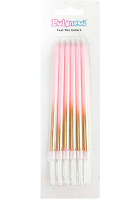 GOLD - MAKARON AÇIK PEMBE MUM 6'LI - BALONEVİ