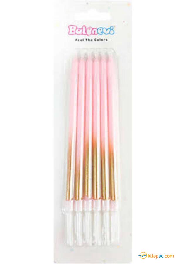 GOLD - MAKARON AÇIK PEMBE MUM 6'LI - 1