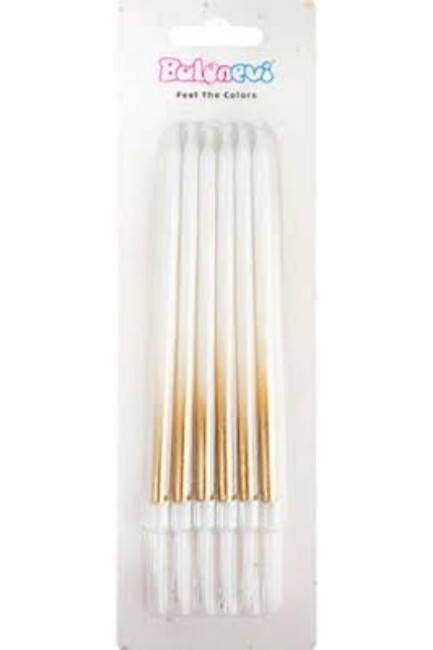 GOLD - MAKARON BEYAZ MUM 6'LI - BALONEVİ