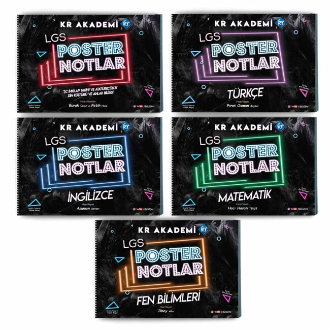 KR AKADEMİ 8.Sınıf LGS POSTER NOTLARI SETİ - 5 Kitap - KR AKADEMİ YAYINLARI