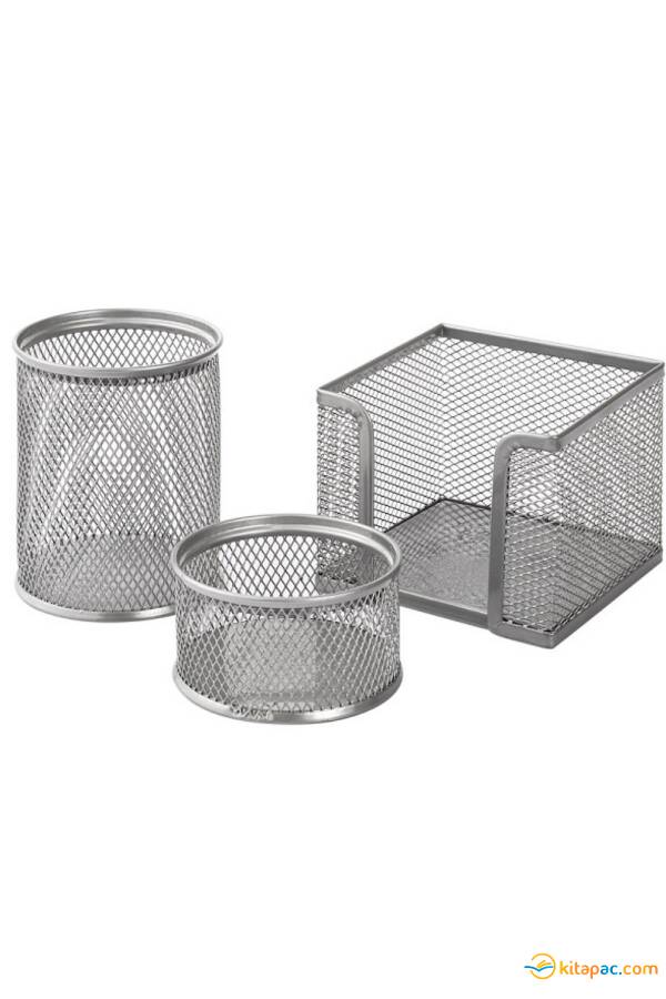 KRAF 3 LÜ MASA ÜSTÜ KALEMLİK SETİ PERFORE - SİYAH 470G - 1