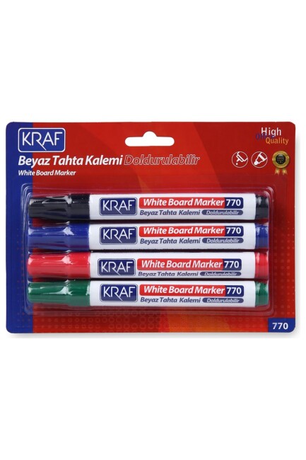 KRAF 4 Renk BEYAZ TAHTA KALEMİ 770 Doldurulabilen - KRAF