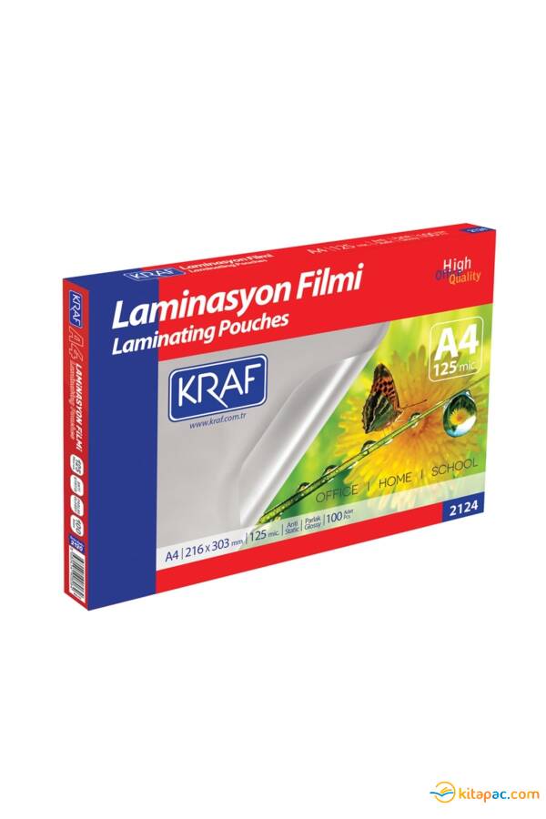 KRAF A4 216X303 125 mic LAMİNASYON FİLMİ 100 lü - 1