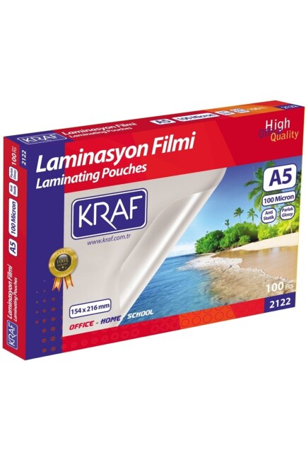 KRAF A5 148X210 100 mic LAMİNASYON FİLMİ 100 lü - KRAF