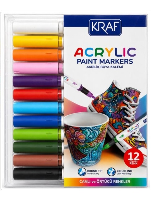 KRAF AKRİLİK MARKER 666 12 RENK - 2