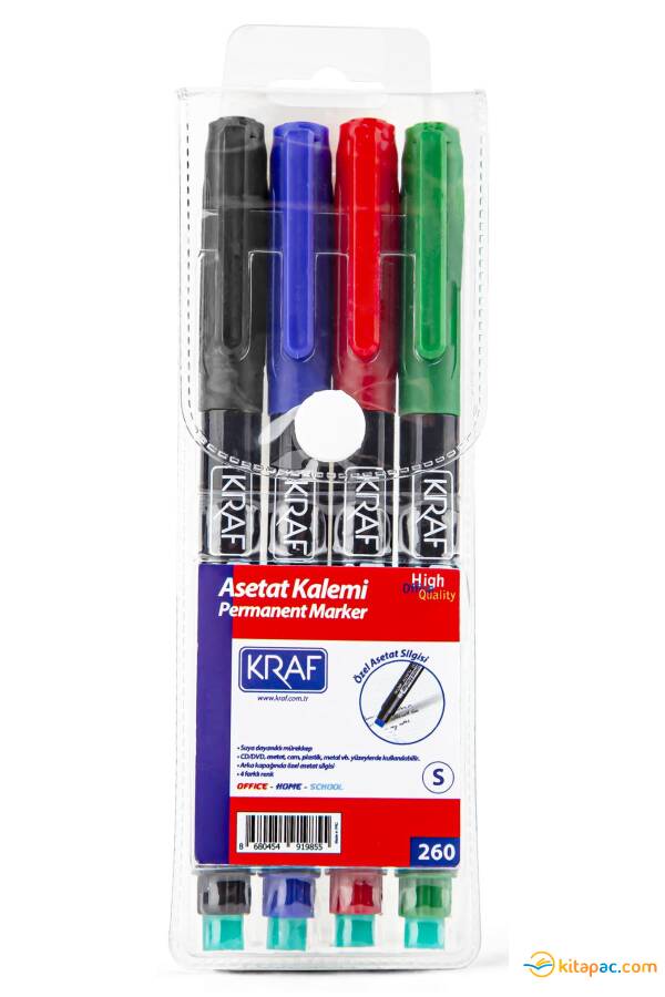 KRAF ASETAT KALEMİ SİLGİLİ (S) 270 4 lü SET - 1